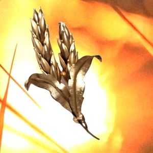 Golden Wheat Leaf Fall Harvest Textured Brooch 3D Jewelry